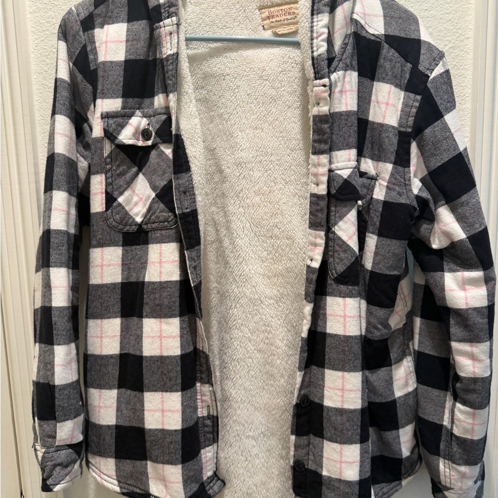 Boston Traders Black and White Plaid Kids Jean Jacket